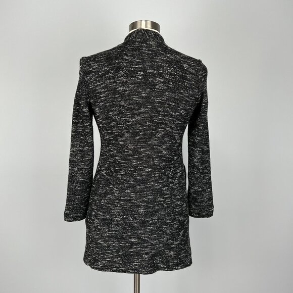 Eileen Fisher Womens Petite Cotton Knit Jacket Open Cardigan Black White size PP - Picture 6 of 12